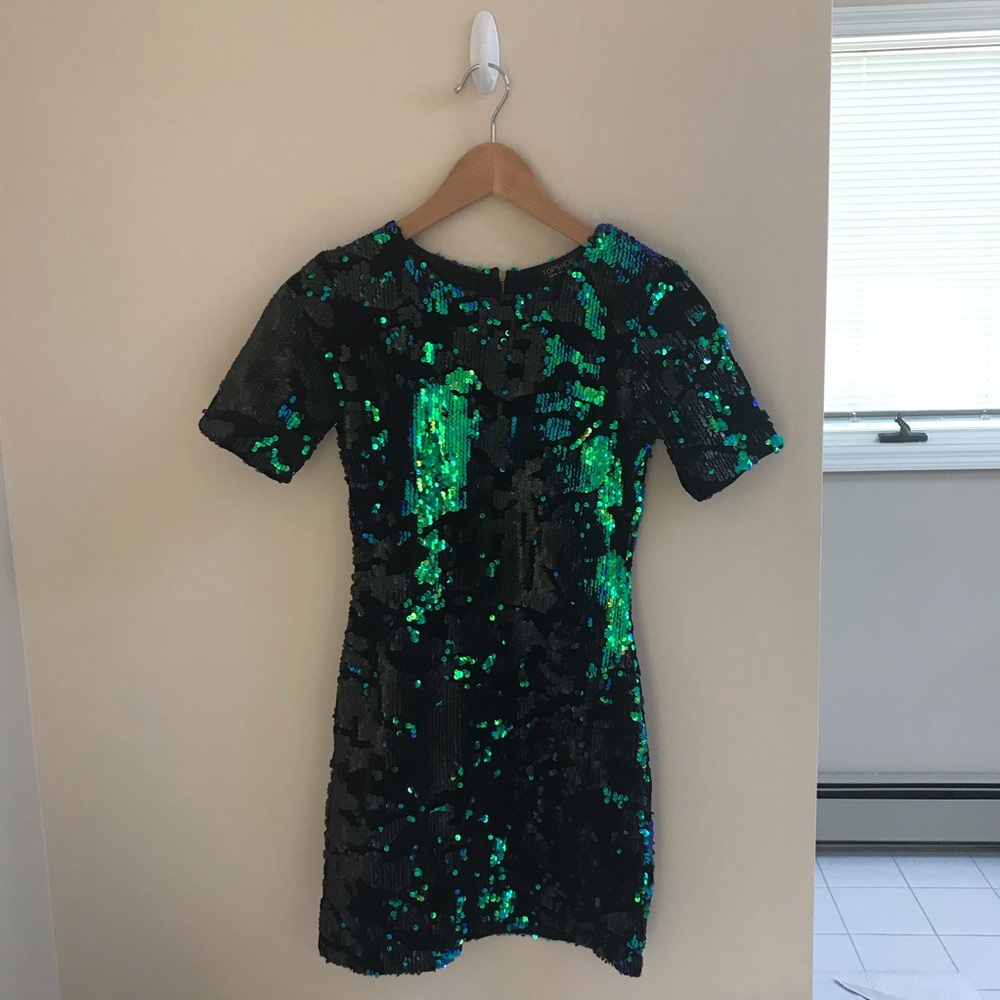 Topshop Sequin Velvet Shift Dress